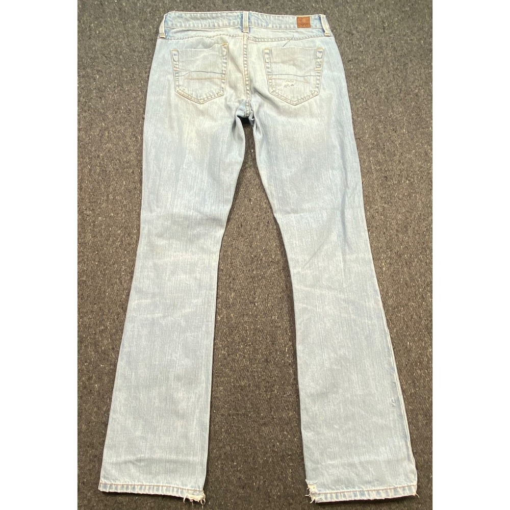 American Eagle Jeans 4 Regular Womens Light Blue Distressed Bootcut Low Rise - Picture 7 of 14
